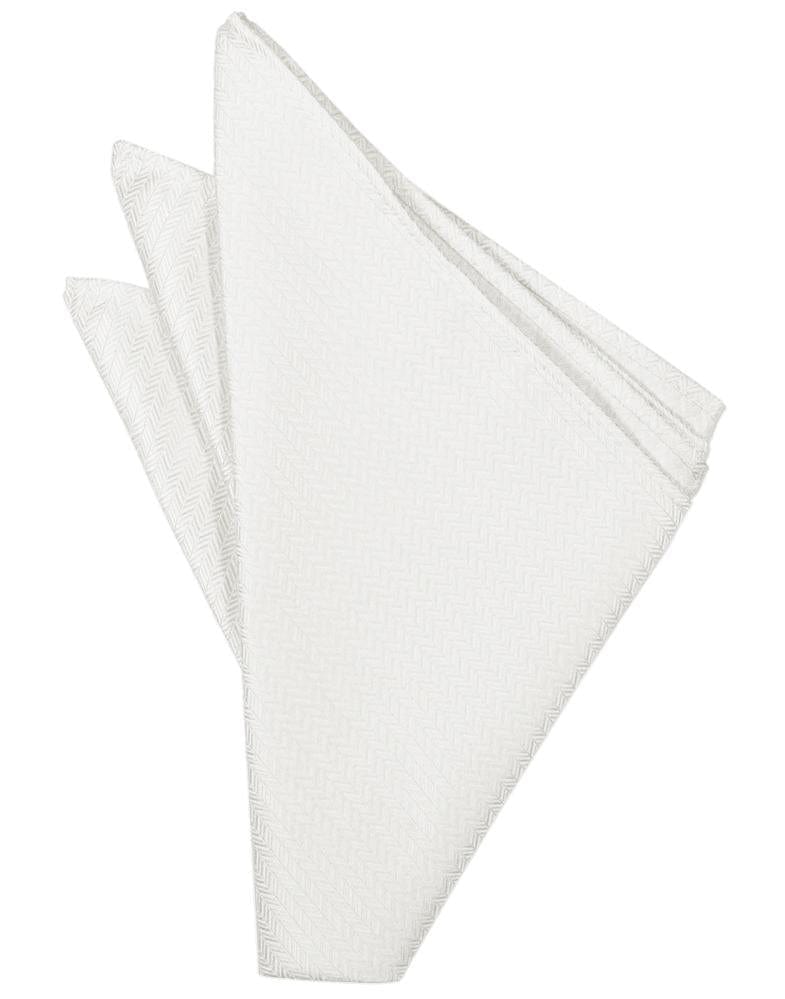 Cardi Diamond White Herringbone Pocket Square