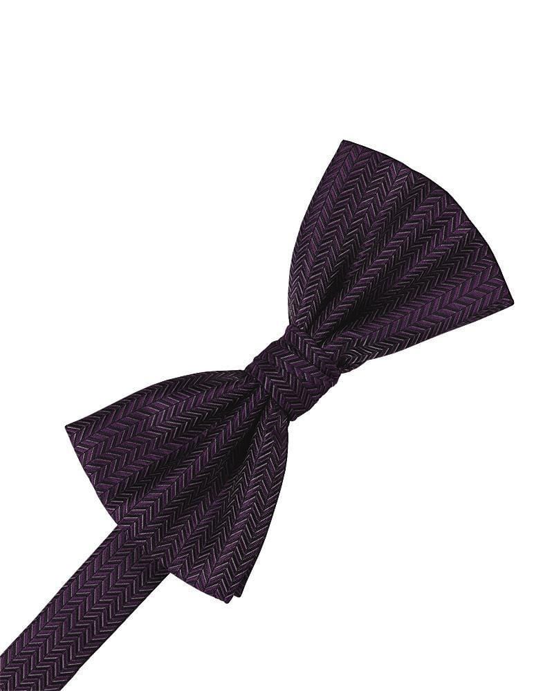 Cardi Plum Herringbone Kids Bow Tie