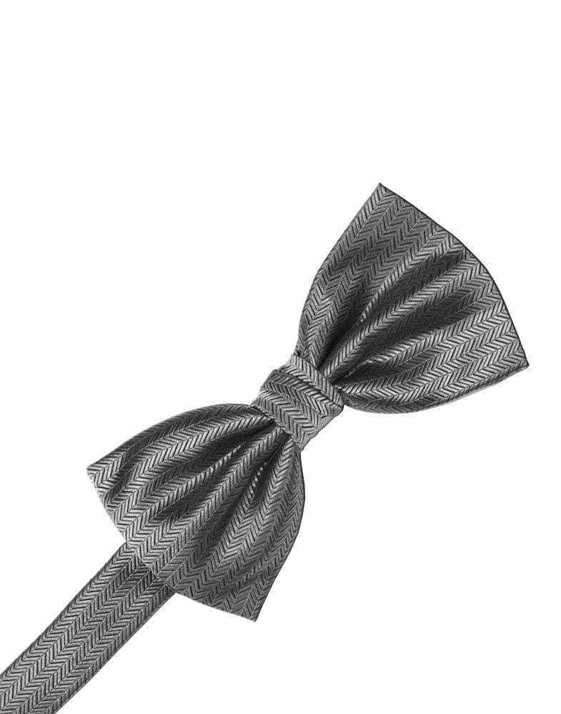 Cardi Silver Herringbone Kids Bow Tie