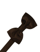 Cardi Pre-Tied Chocolate Luxury Satin Kids Bow Tie