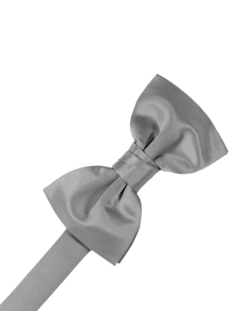 Cardi Pre-Tied Silver Luxury Satin Kids Bow Tie