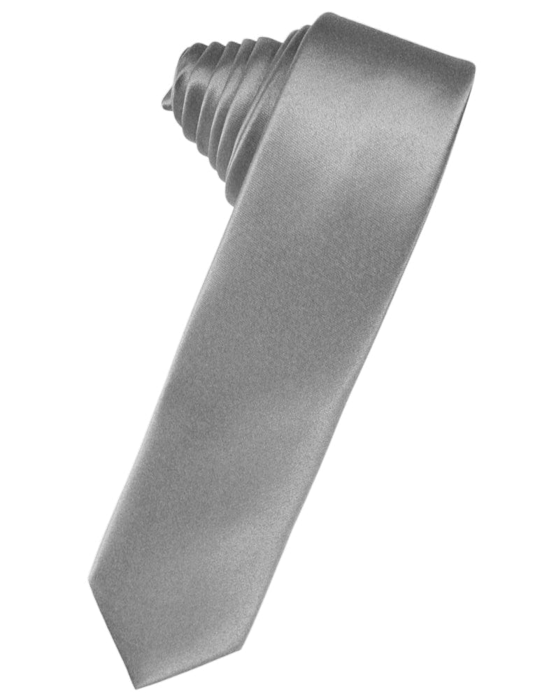 Classic Collection Silver Luxury Satin Skinny Necktie