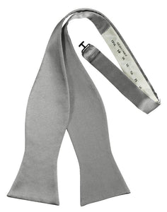 Cardi Self Tie Silver Luxury Satin Bow Tie