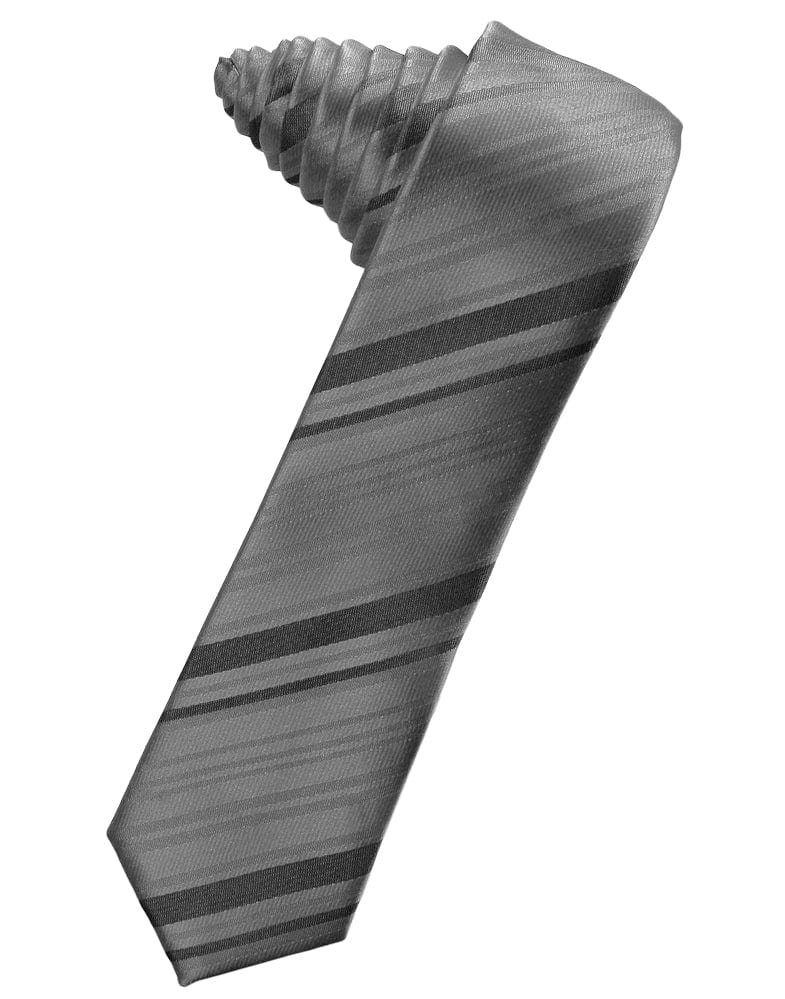 Classic Collection Charcoal Striped Satin Skinny Necktie