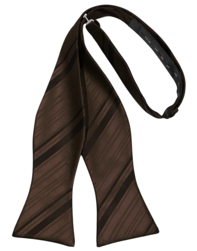 Cardi Self Tie Chocolate Striped Satin Bow Tie