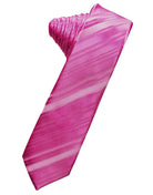 Classic Collection Fuchsia Striped Satin Skinny Necktie