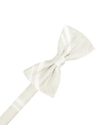 Cardi Pre-Tied Ivory Striped Satin Bow Tie