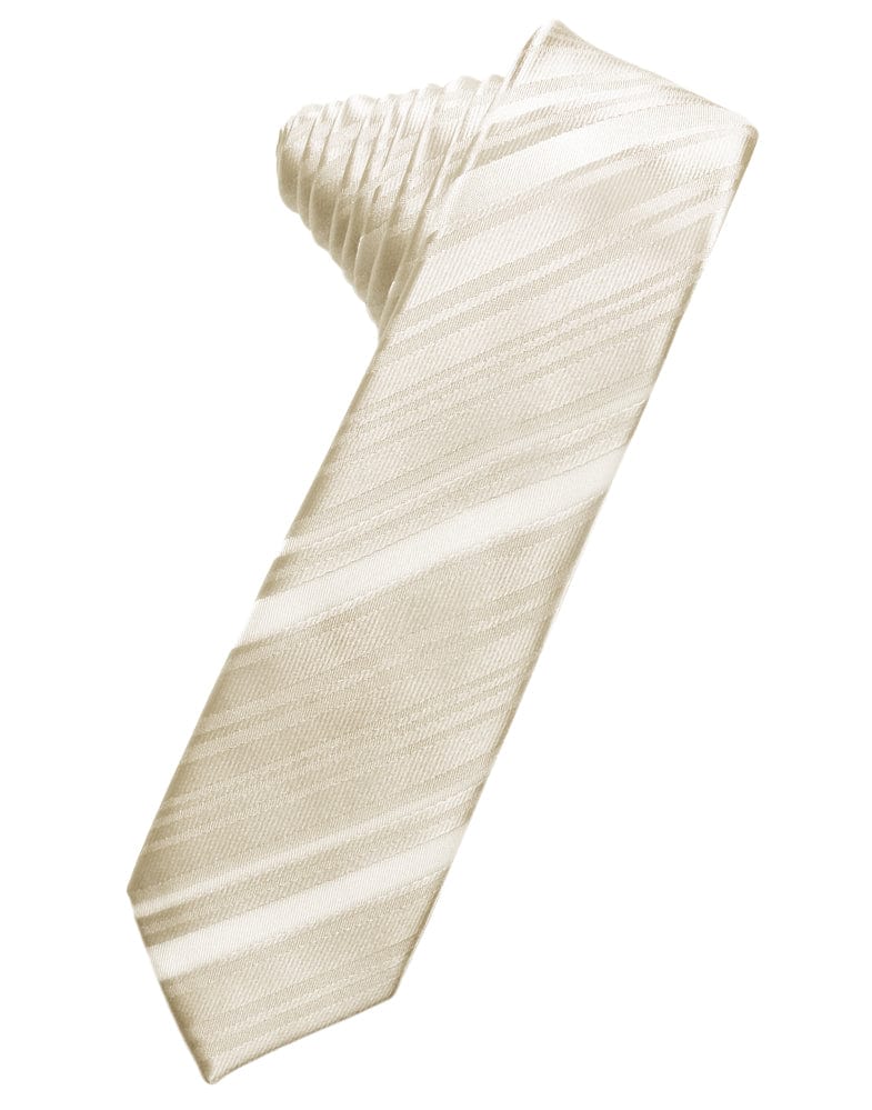 Classic Collection Ivory Striped Satin Skinny Necktie