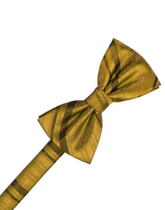 Cardi Pre-Tied New Gold Striped Satin Bow Tie