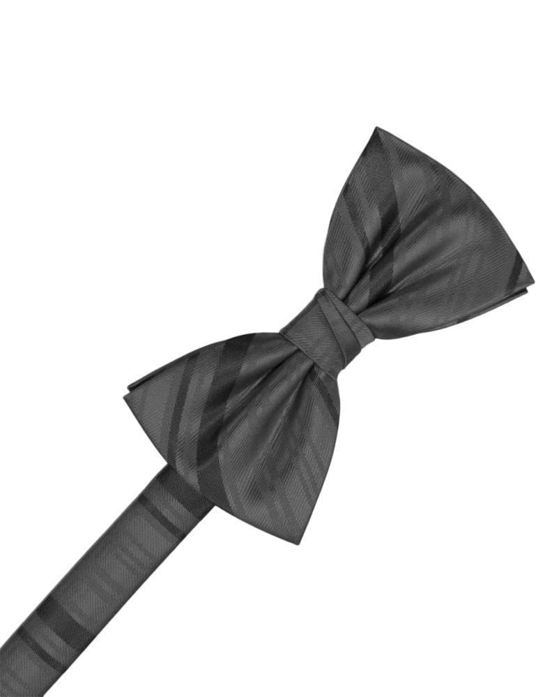 Cardi Pre-Tied Pewter Striped Satin Kids Bow Tie