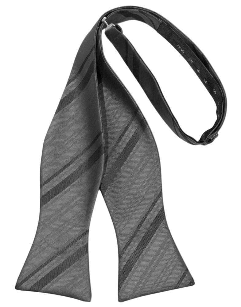 Cardi Self Tie Pewter Striped Satin Bow Tie