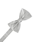 Cardi Pre-Tied Platinum Striped Satin Bow Tie