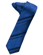 Classic Collection Royal Blue Striped Satin Skinny Necktie