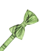 Cardi Pre-Tied Sage Striped Satin Bow Tie