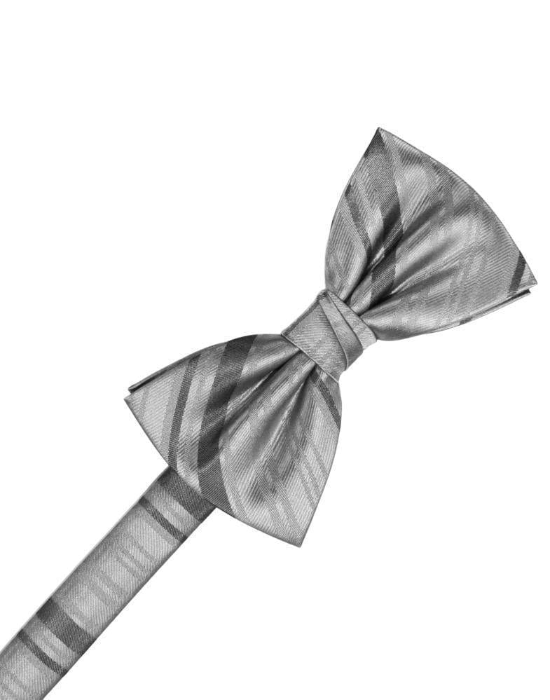 Cardi Pre-Tied Silver Striped Satin Kids Bow Tie