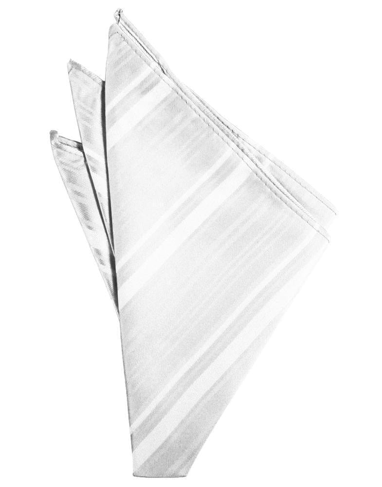 Cardi White Striped Satin Pocket Square