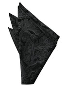 Cristoforo Cardi Black Paisley Silk Pocket Square