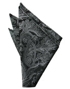 Cristoforo Cardi Silver Paisley Silk Pocket Square