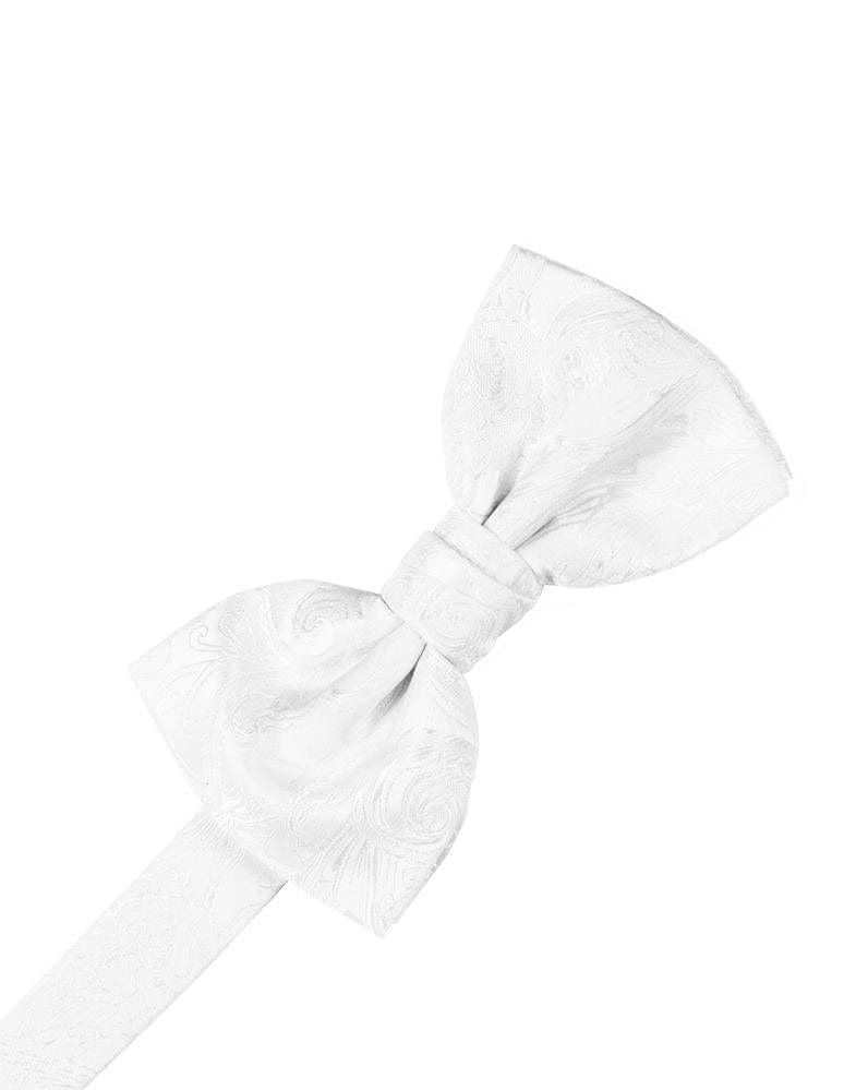 Cristoforo Cardi Pre-Tied White Paisley Silk Bow Tie